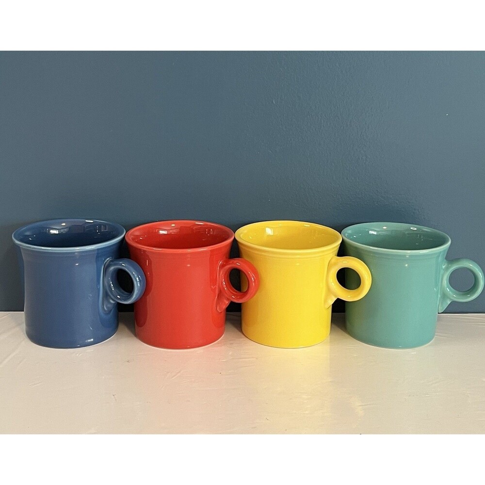 Fiesta Ware Mugs Lot Of (4) Mixed Colors O Ring Handle HLC 10oz